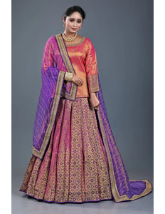 Blue Banarasi Silk Lehenga Choli For Women With Net Dupatta