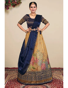 Chiku Tissue Silk Pattu Lehenga Choli With Digital Print