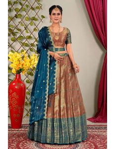 Gajari Zari Silk Lehenga Choli With Dupatta For Women
