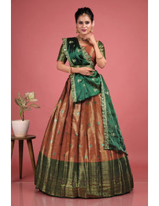 Gajari Zari Silk Lehenga Choli With Dupatta For Women