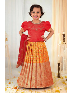 Gold Girls Stone-Embellished Langa Voni Kids Ornate Floral Skirt Set