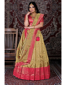 Gold Latest Zari Tissue Silk Lehenga Choli For Women
