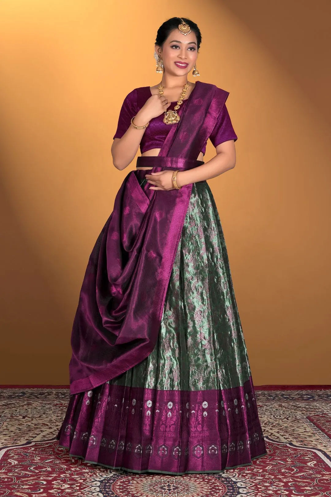 Light Green Banarasi Silk Zari Work Lehenga Choli For Weddings