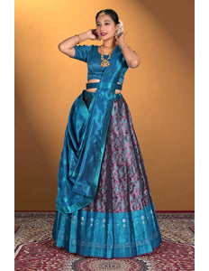 Purple Banarasi Silk Zari Work Lehenga Choli For Weddings