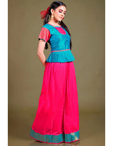 Rama Art Silk Readymade Pattu Pavadai For Girls