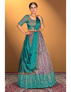 Royal Blue Latest Zari Self Jacquard Lehenga Choli Set