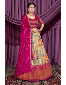 Sky Blue Banglori Slub Traditional Lehenga Choli for Women