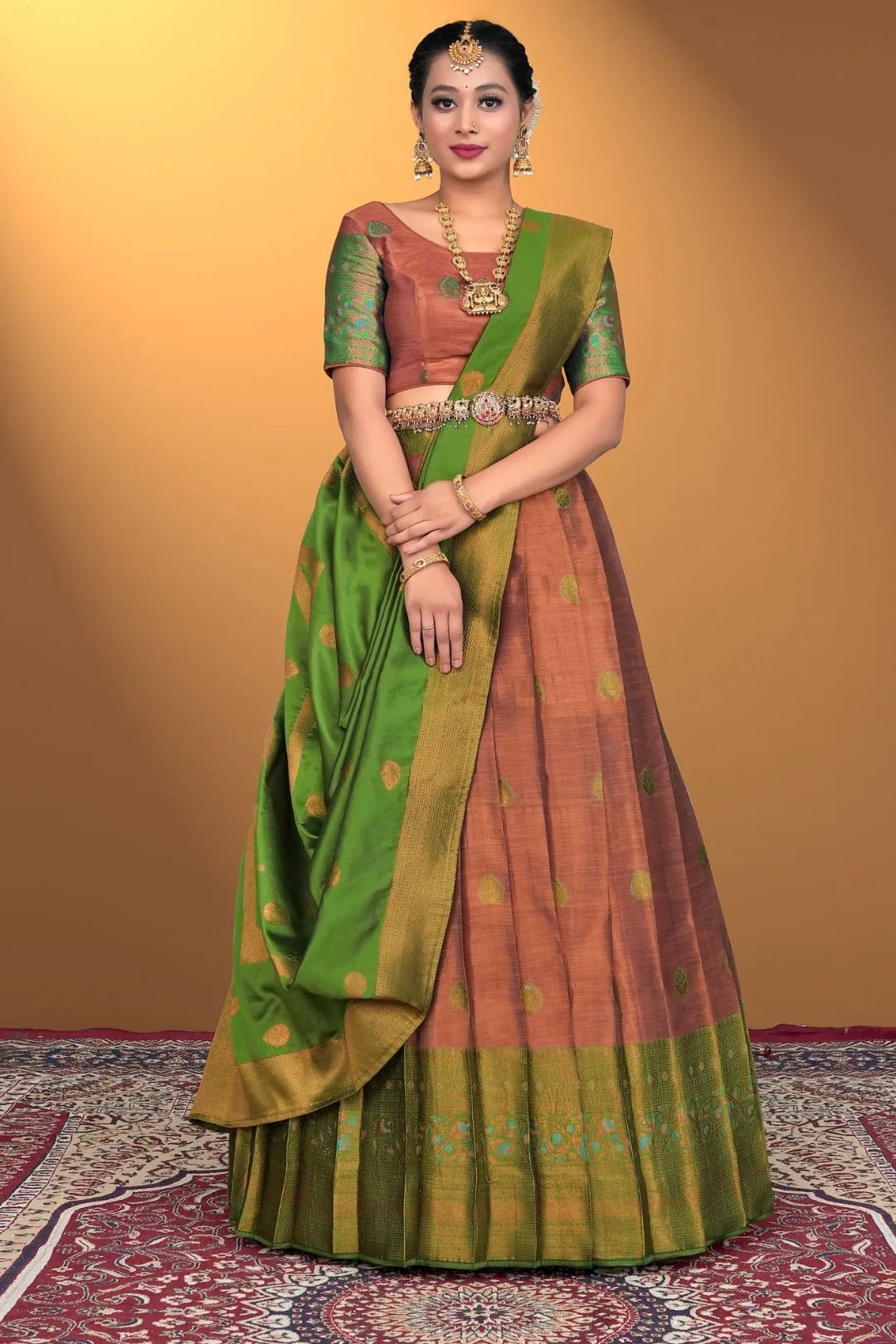 Bronze Banarasi Silk Lehenga Design For Women - Gajiwala