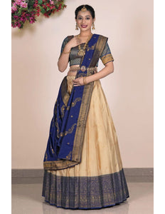 Chiku Banarasi Silk Zari Lehenga Choli For Women - Gajiwala