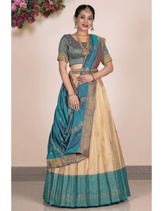 Chiku Banarasi Silk Zari Lehenga Choli For Women - Gajiwala