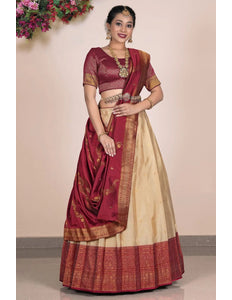 Chiku Banarasi Silk Zari Lehenga Choli For Women - Gajiwala