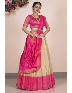 Chiku Banarasi Silk Zari Lehenga Choli For Women - Gajiwala
