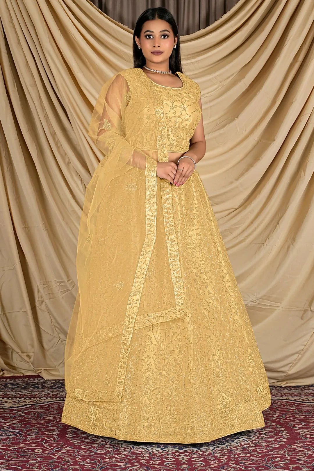 Chiku Crop Top Net Lehenga Choli For Women - Gajiwala