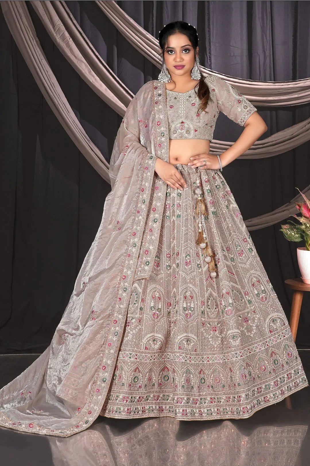 Chiku Embroidered Jimmy Chew Lehenga Choli For Weddings - Gajiwala