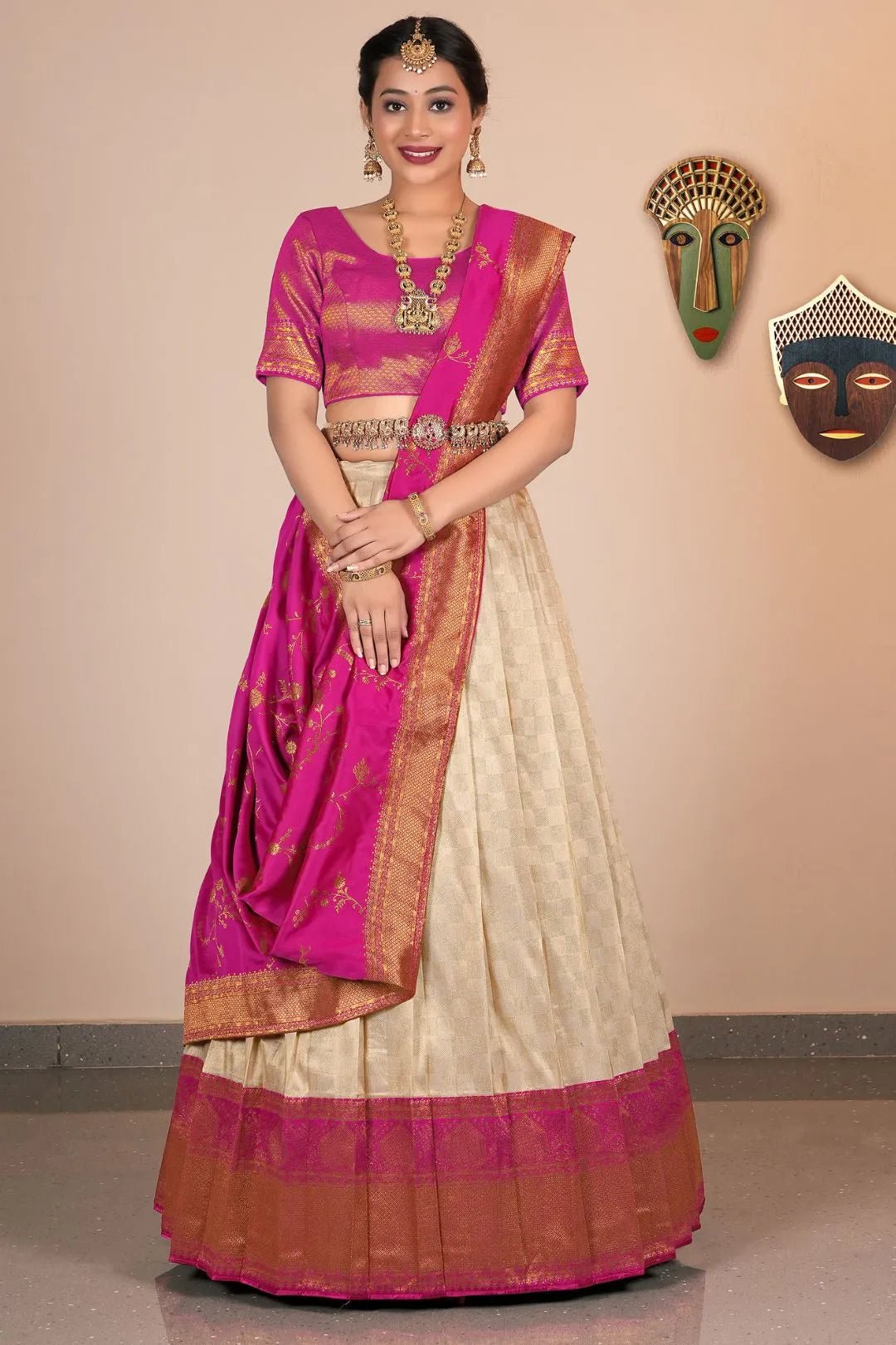 Chiku Jacquard Banarasi Silk Zariwork Lehenga Choli - Gajiwala