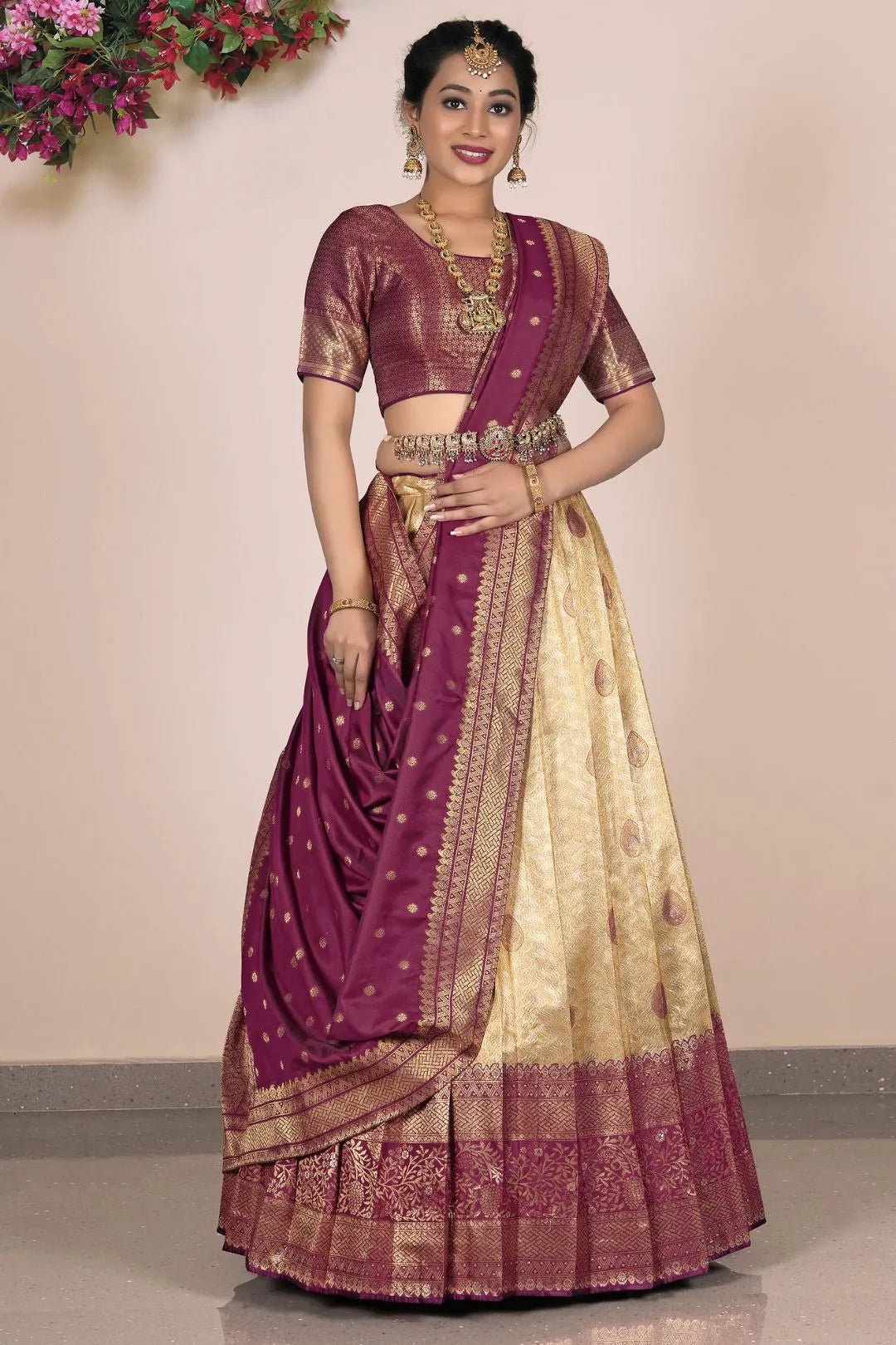 Chiku Traditional Self Jacquard Lehenga Choli - Gajiwala