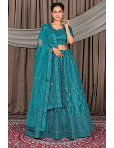 Firozi Designer Net Lehenga Choli For Women - Gajiwala