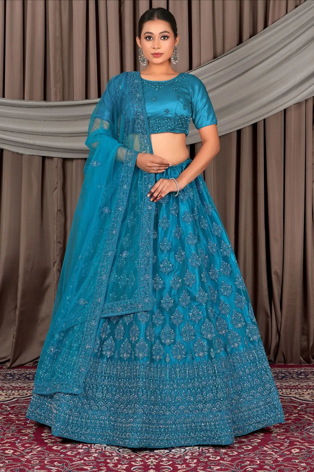Firozi Latest Net Lehenga Choli For Women - Gajiwala
