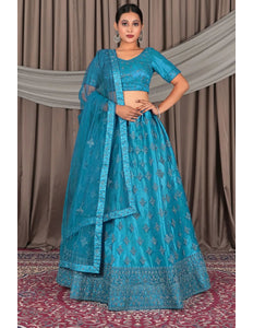 Firozi Net Lehenga Designs For Wedding For Women - Gajiwala