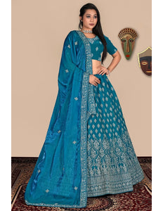 Firozi Traditional Fendy Silk Lehenga Choli For Women - Gajiwala