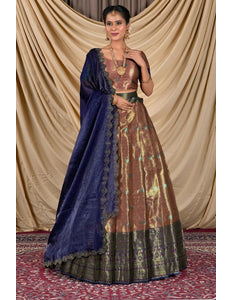 Gajari Zari Silk Lehenga Choli With Zari Woven - Gajiwala