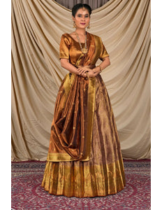Gold Tissue Silk Pattu Lehenga Choli For Women - Gajiwala