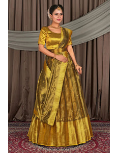 Gold Tissue Silk Zari Work Lehenga For Women - Gajiwala
