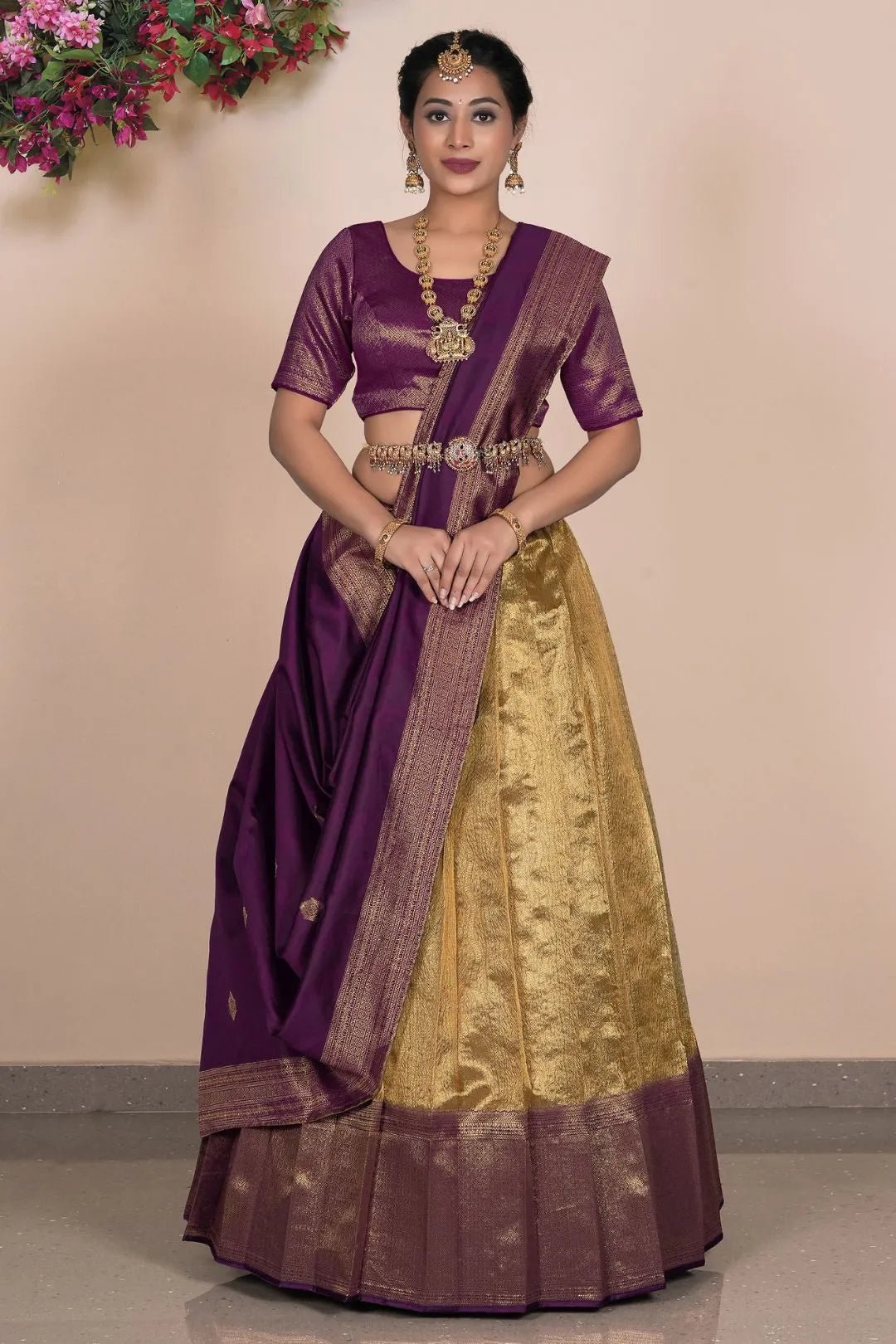 Gold Traditional Tissue Banarasi Lehenga Choli - Gajiwala