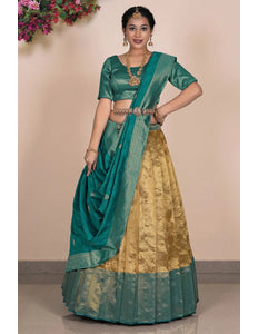 Gold Traditional Tissue Silk Lehenga Choli - Gajiwala