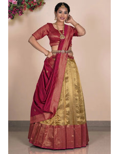 Gold Traditional Tissue Silk Lehenga Choli - Gajiwala