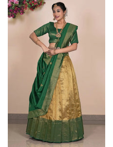 Gold Traditional Tissue Silk Lehenga Choli with Zari Work - Gajiwala