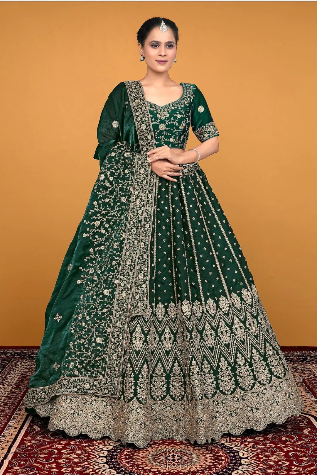 Green Fendy Fabric Lehenga Choli With Embroidery Work - Gajiwala