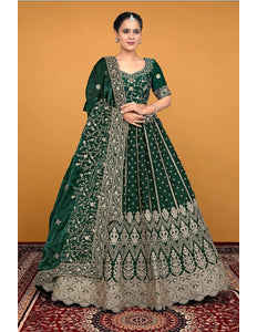 Green Fendy Fabric Lehenga Choli With Embroidery Work - Gajiwala