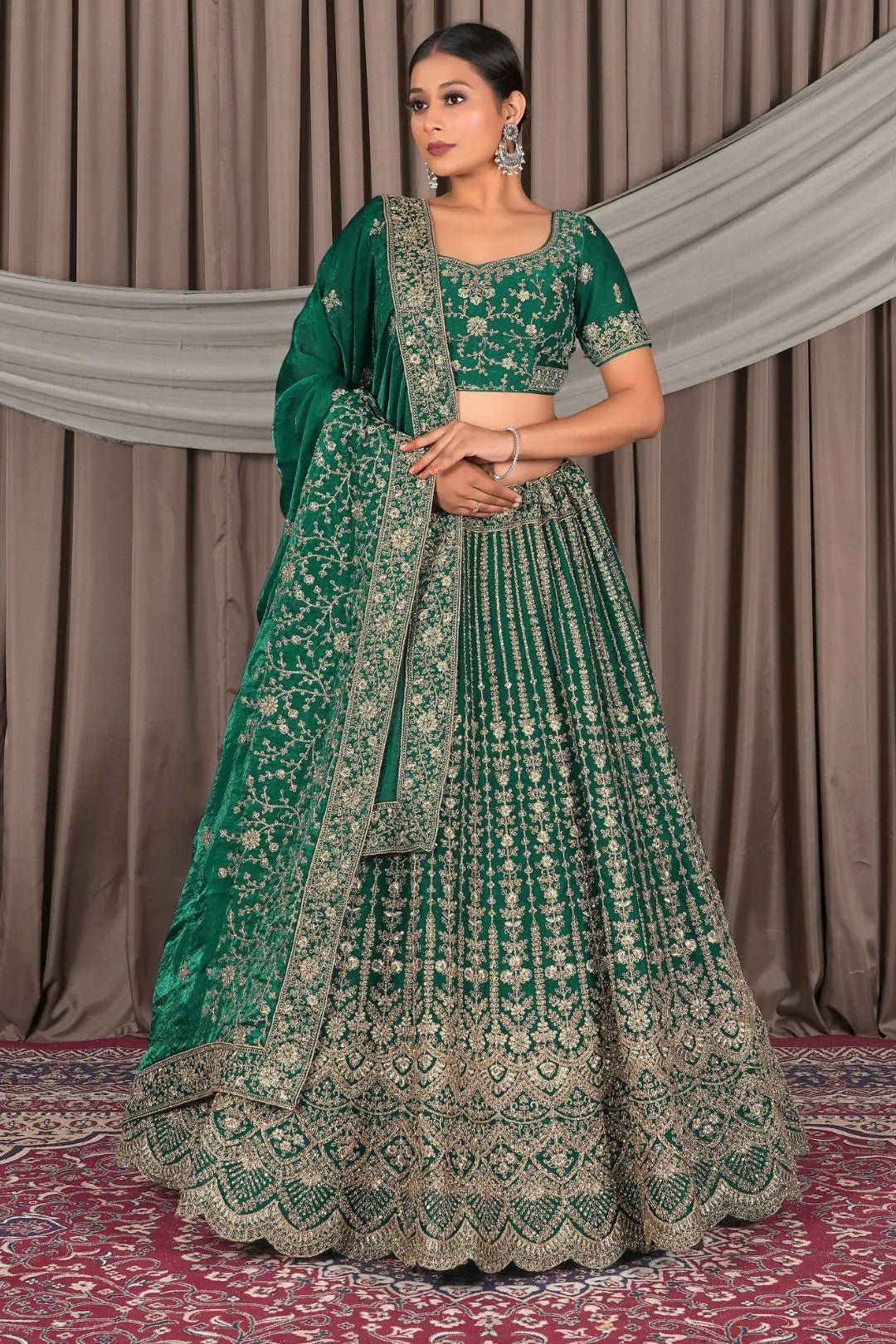 Green Latest Fendy Silk Lehenga Choli Design - Gajiwala
