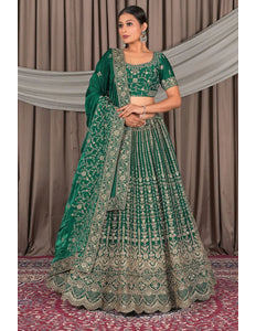 Green Latest Fendy Silk Lehenga Choli Design - Gajiwala