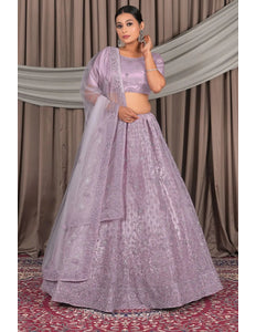 Lavender Embroidery Work Net Lehenga Choli - Gajiwala