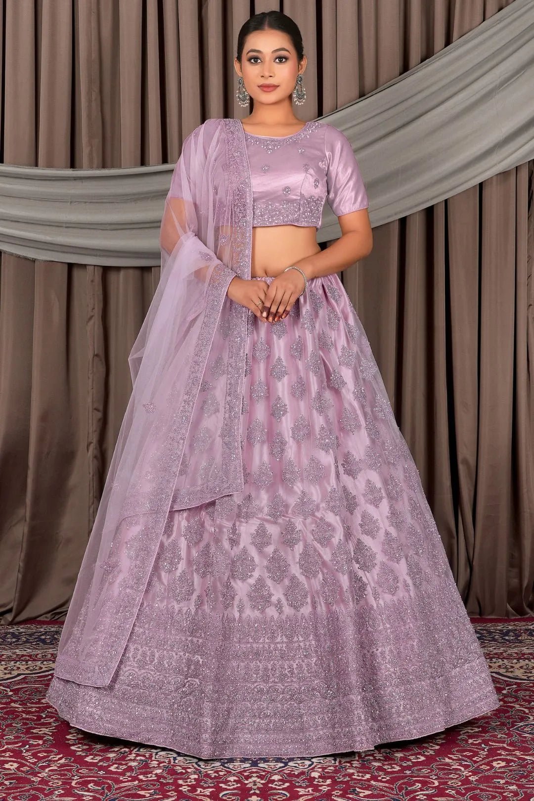 Lavender Latest Net Lehenga Choli For Women - Gajiwala