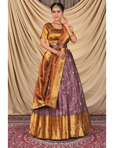 Lavender Tissue Silk Pattu Lehenga Choli For Women - Gajiwala