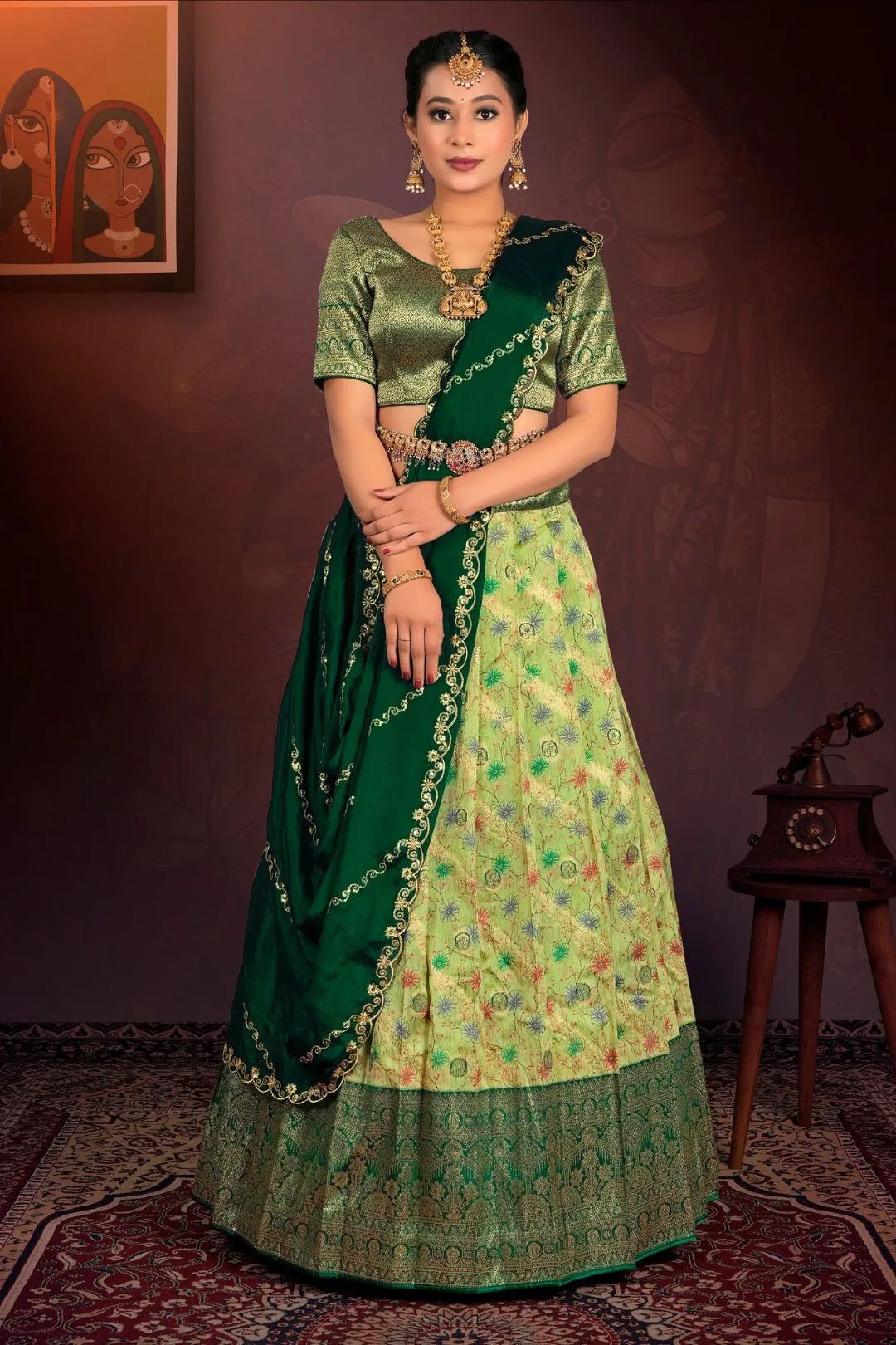 Liril Digital Print Banglori Slub Lehenga Choli For Women - Gajiwala