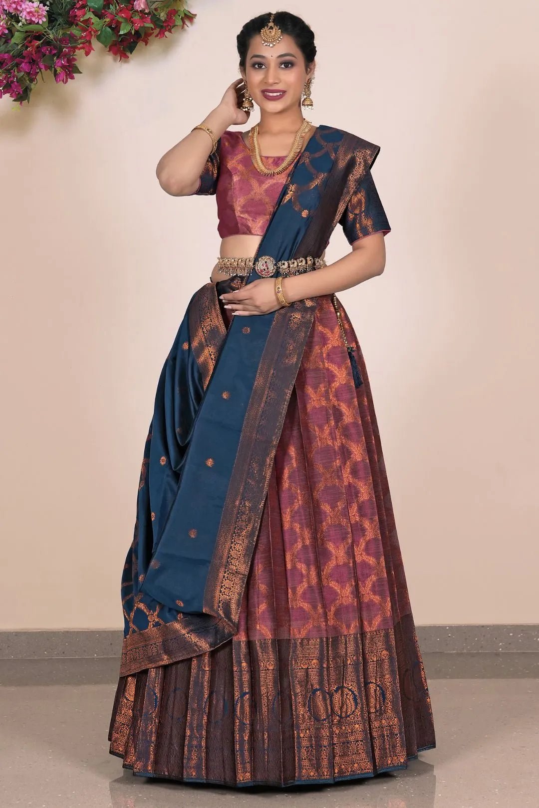 Magenta Banarasi Silk Lehenga Choli For Women - Gajiwala