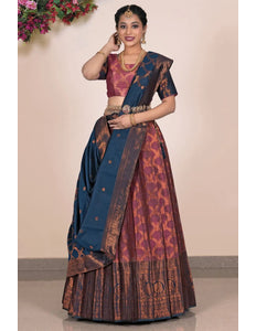 Magenta Banarasi Silk Lehenga Choli For Women - Gajiwala
