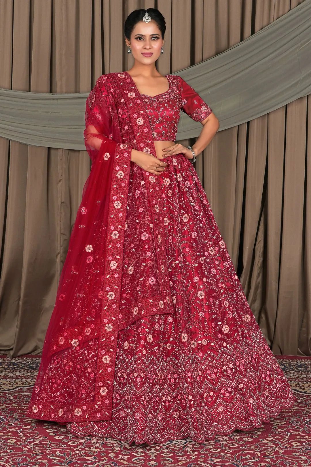 Maroon Latest Party Wear Net Lehenga Choli - Gajiwala