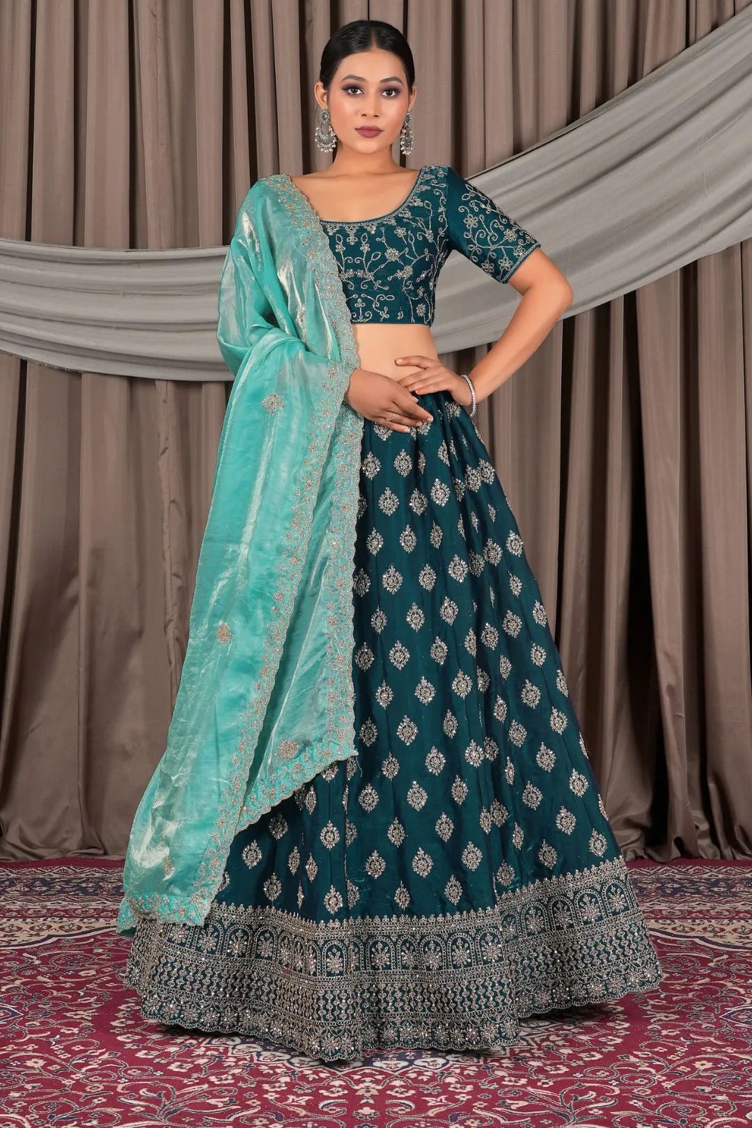 Morpich Fendy Silk Semi - Stitched Lehenga For Women - Gajiwala