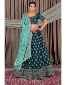 Morpich Fendy Silk Semi - Stitched Lehenga For Women - Gajiwala