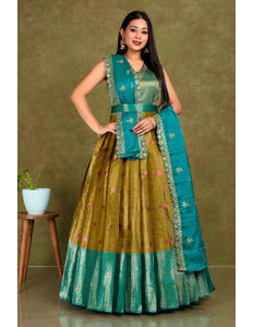 Musterd Banarasi Silk Gown With Zari Work - Gajiwala