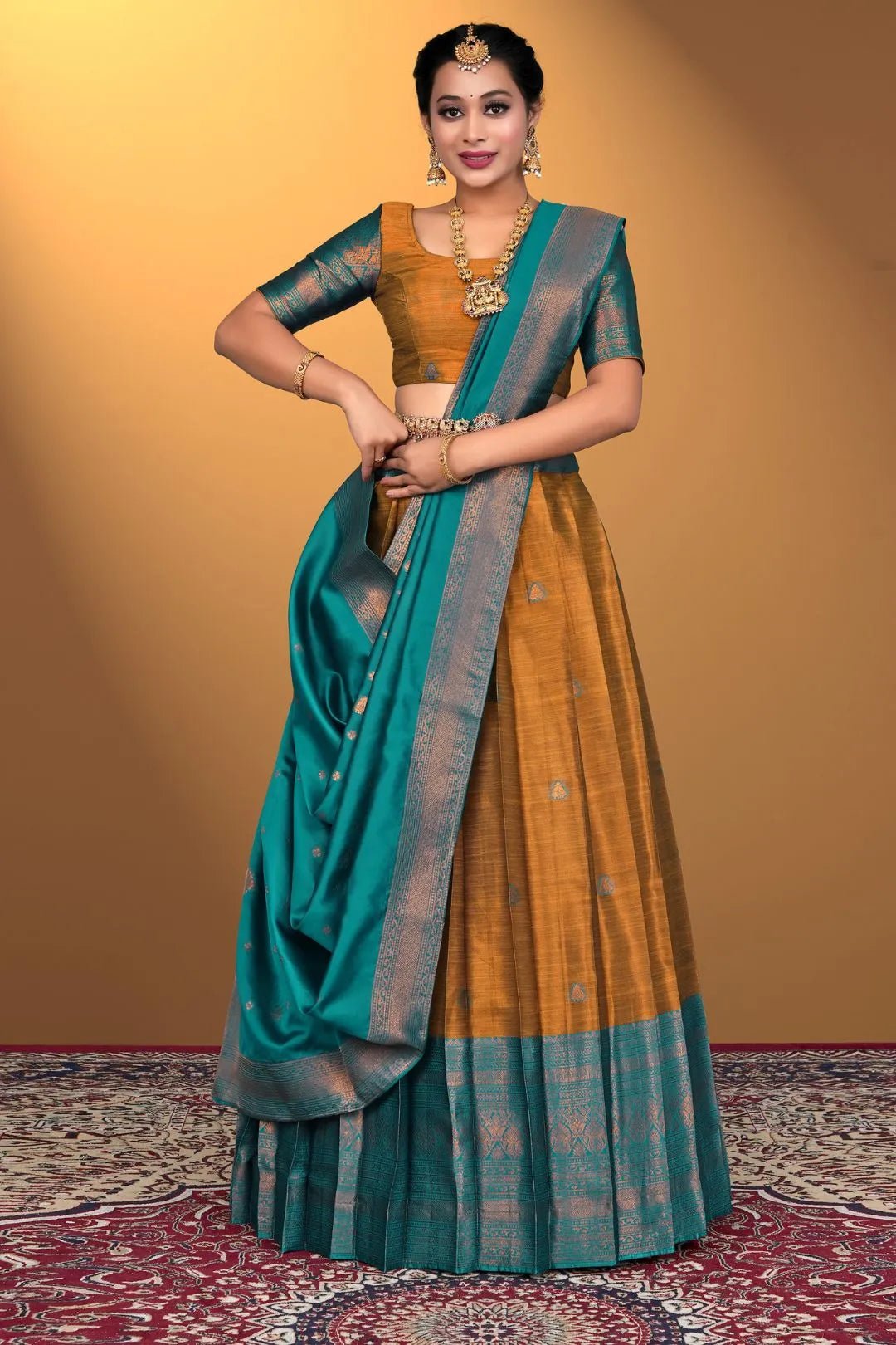 Musterd Banarasi Silk Lehenga Choli For Women - Gajiwala