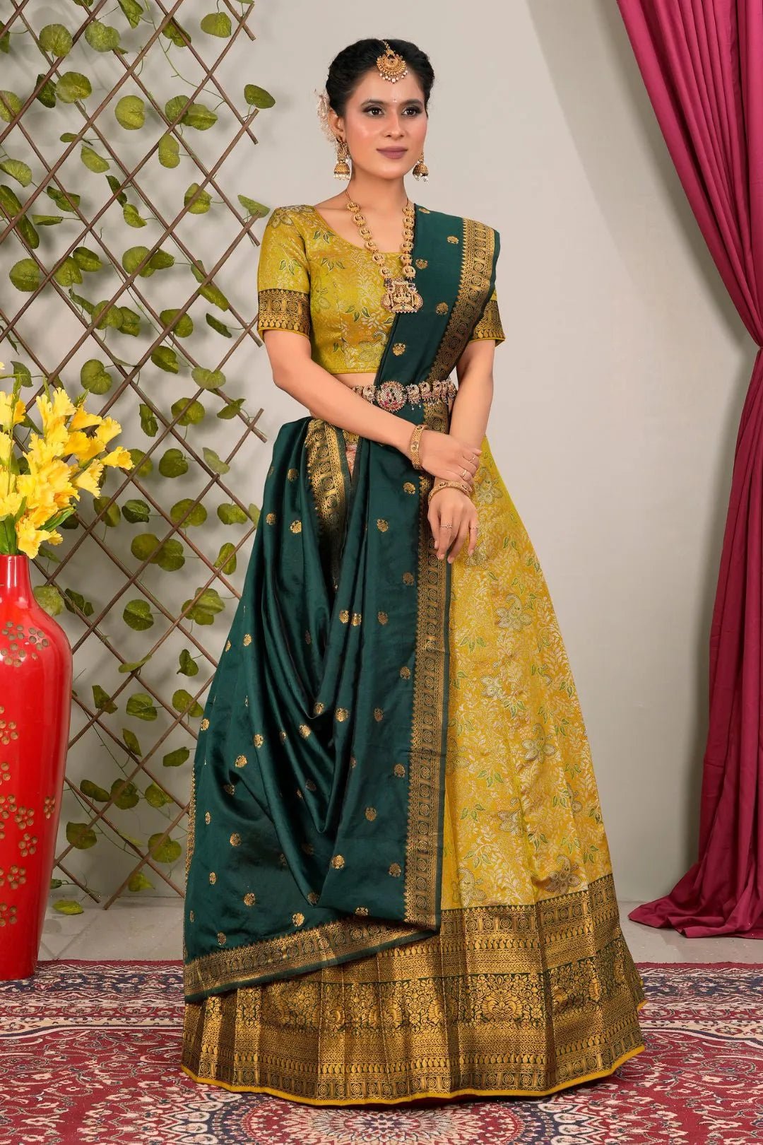 Musterd Banarasi Silk Lehenga Choli With Zari Woven - Gajiwala