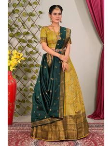 Musterd Banarasi Silk Lehenga Choli With Zari Woven - Gajiwala