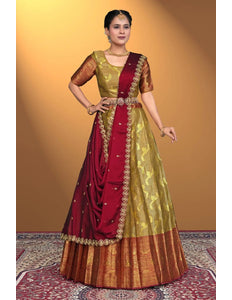 Musterd Banarasi Silk Lehenga Design For Women - Gajiwala