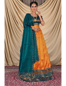 Musterd Zari Tissue Silk Lehenga Choli For Women - Gajiwala